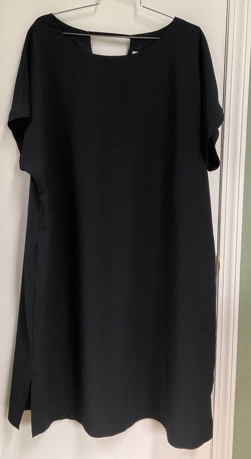 Sejour BLACK LAGENLOOK MIDI Side Hem Slits V Back Lined Size 14W Dress GORGEOUS