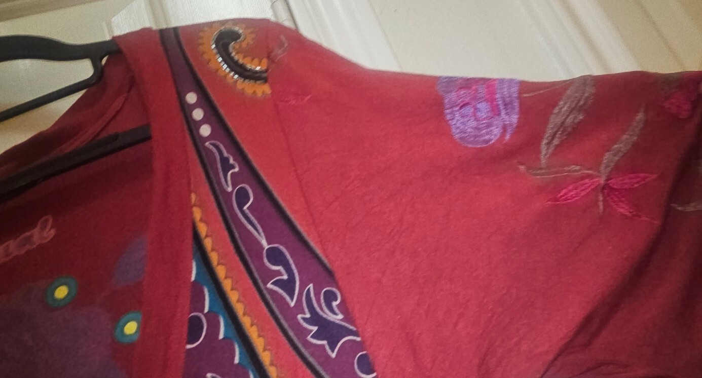 Desigual Size A-Line Plunge Batwing Vintage Gypsy Boho Hippy Midi Dress M/L