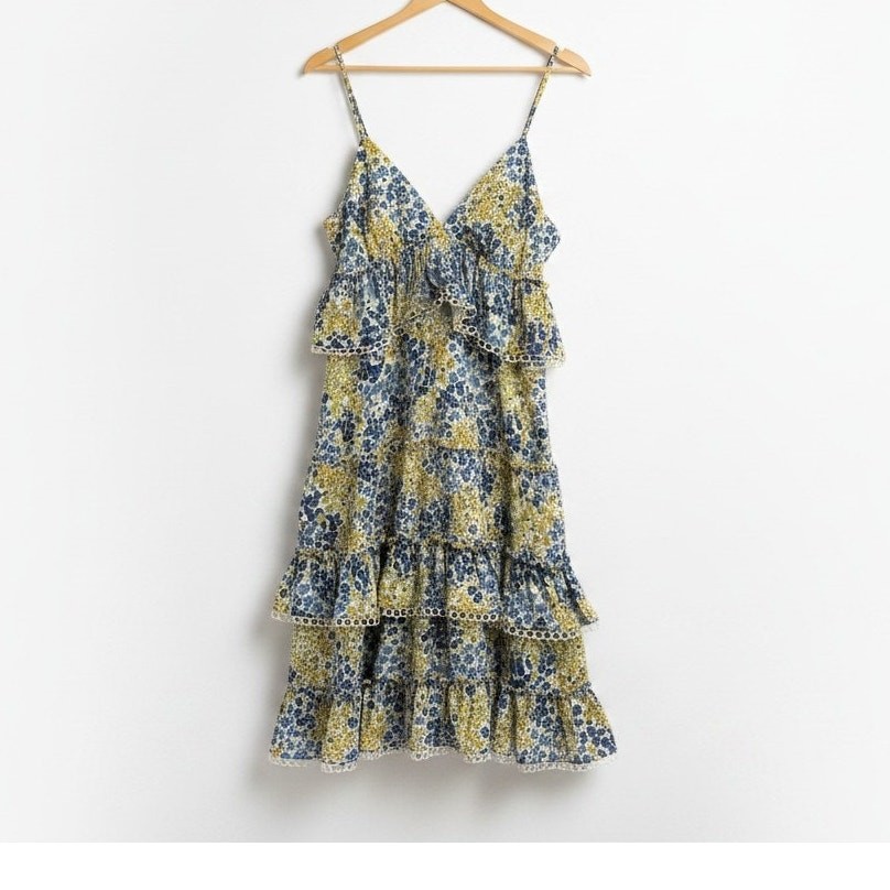 Lost + Wander Floral Ruffle Sundress Medium Boho Knee Length Dress M
