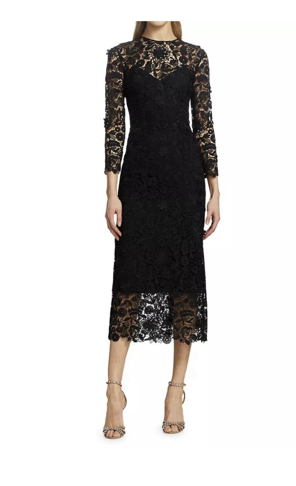 NEW Carolina Herrera Floral Lace Sheath Dress Black original price $1,890