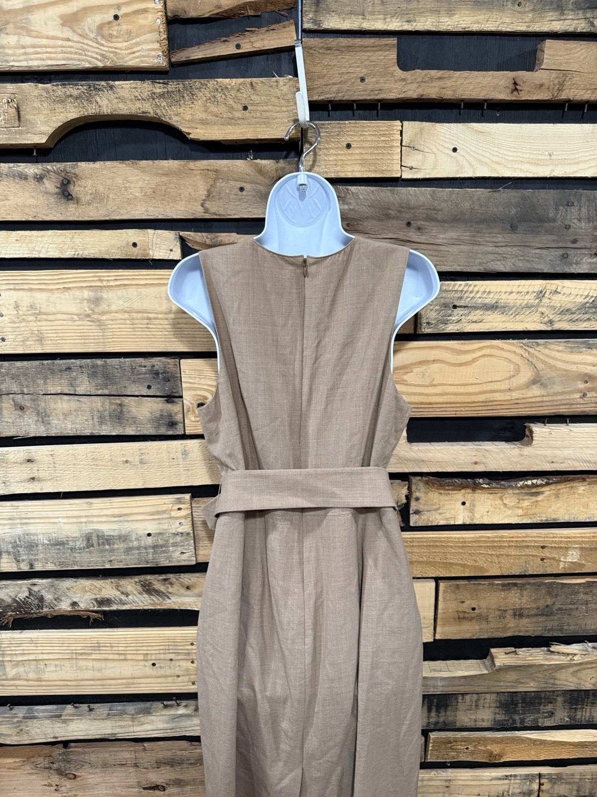 J.Crew beige wool sheath buckle dress with removable belt Size 14
