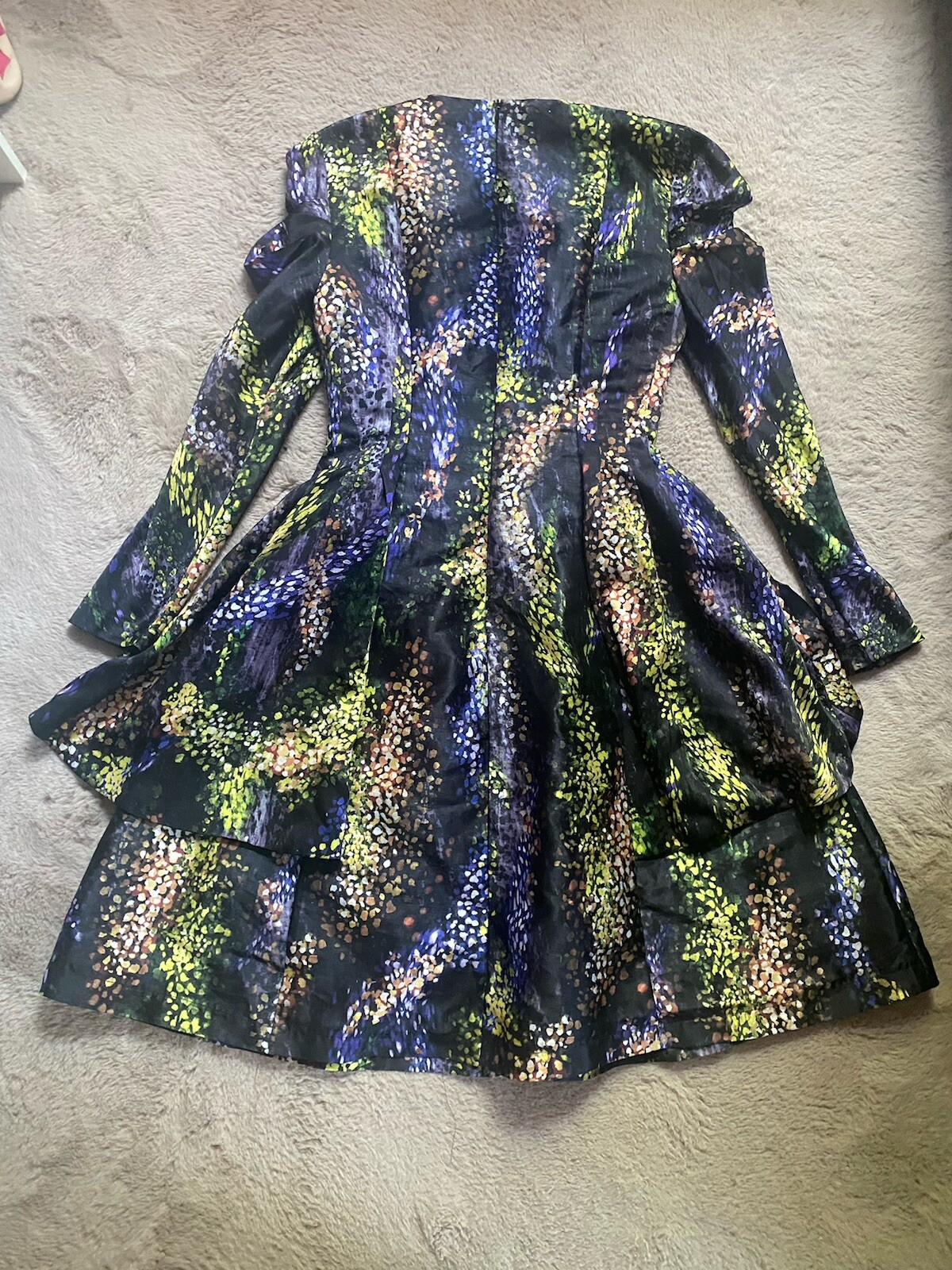 Apparalel Multicolor Confetti Print Satin Charmeuse Draped Butterfly Dress Sz XS