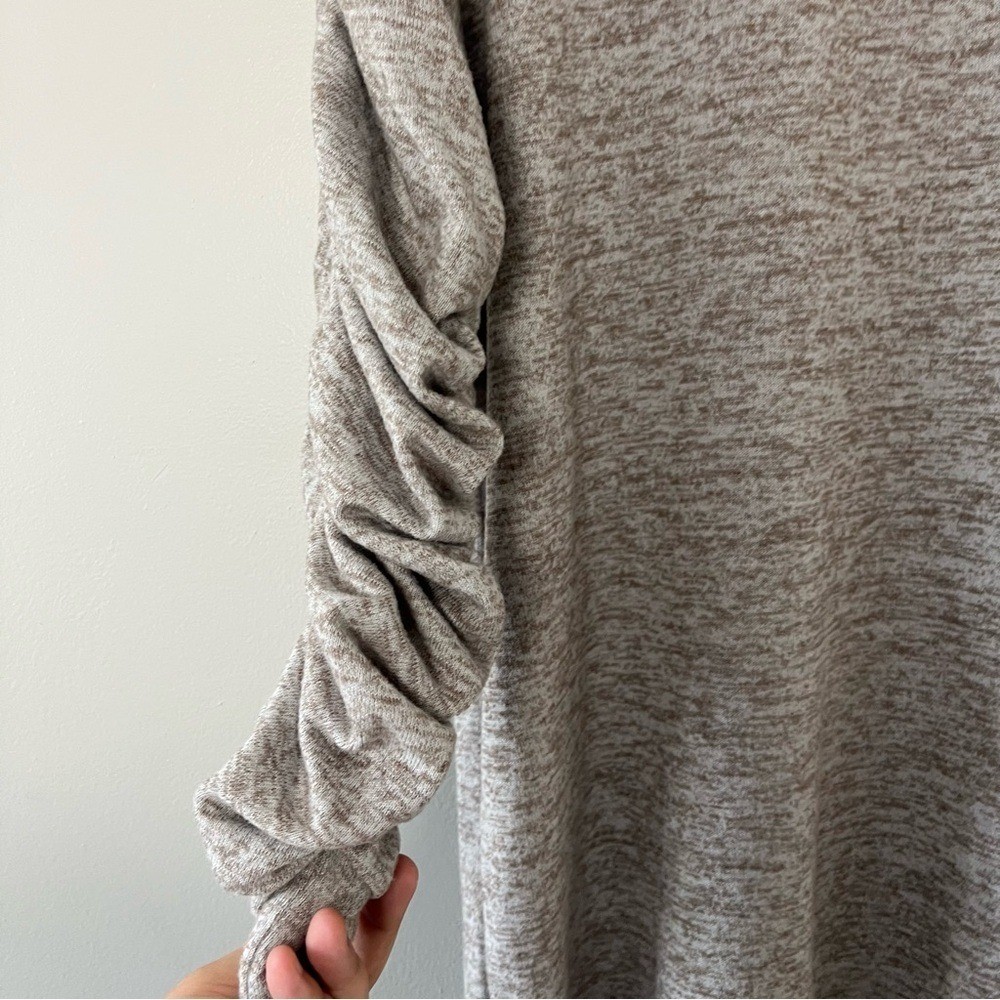 Zara Cinched Long Sleeve Cream Tan Soft Lightweight Oversized Sweater Dress Med