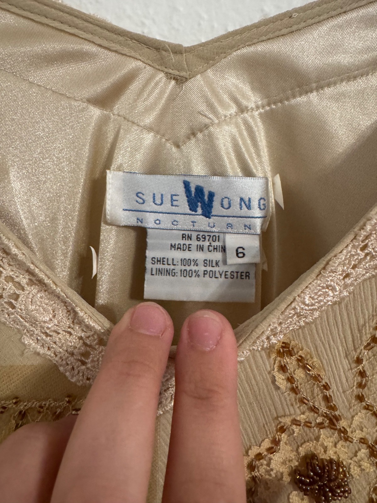 Sue Wong nocturne rare 100% silk 2 piece set beaded embroidery