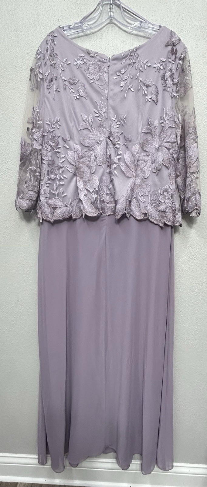 Alex Evenings Evening Dress Gown Large Smokey Orchid Lace Bodice 3/4 Sleeve READ