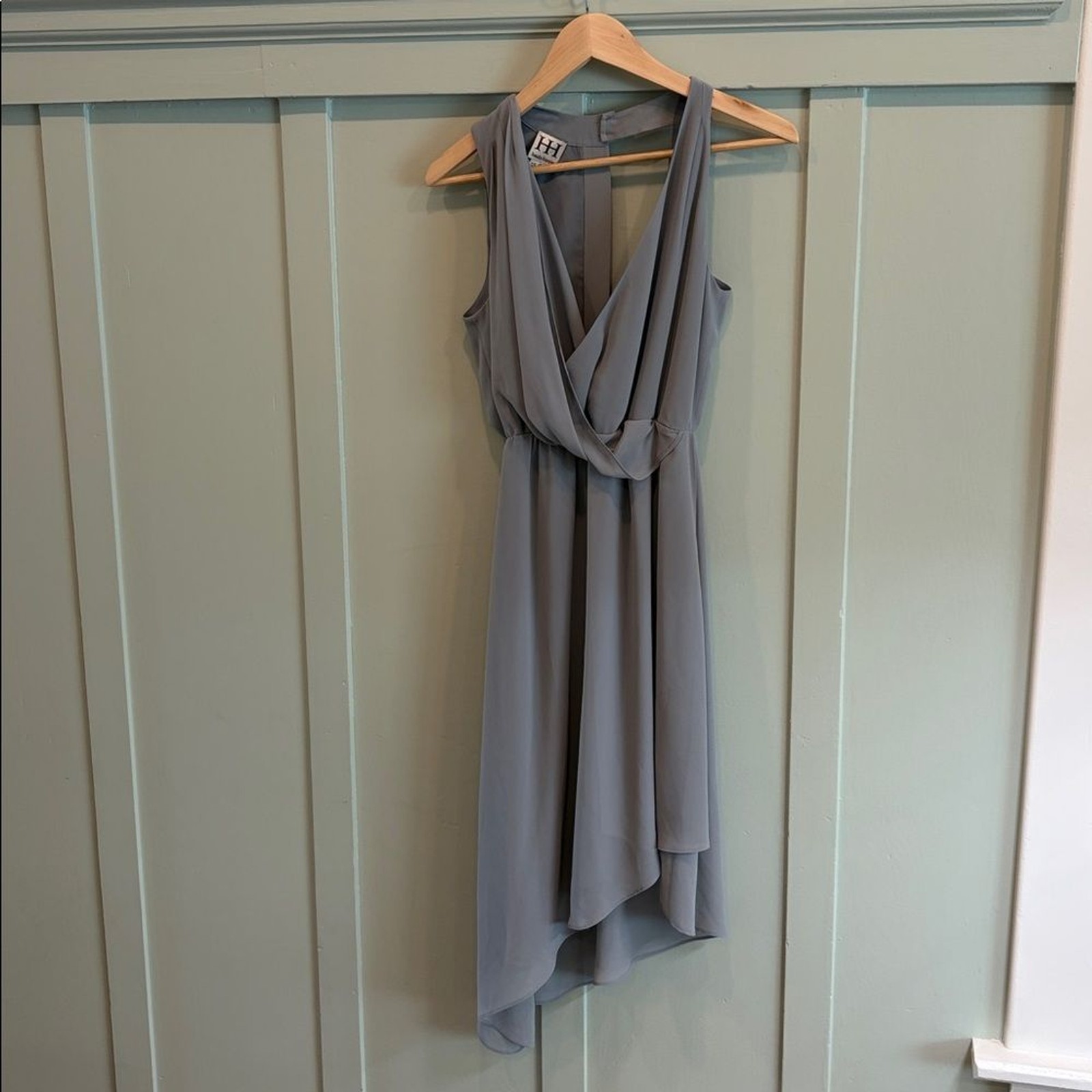Haute Hippie grey chiffon asymmetric wrap-effect XS – Fairy Boho Designer Midi