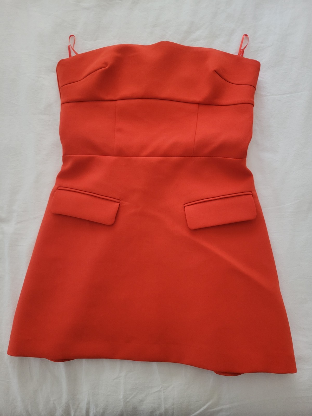 Zara Red Romper Dress Womens Small Strapless Mini Party Cocktail Zip Back