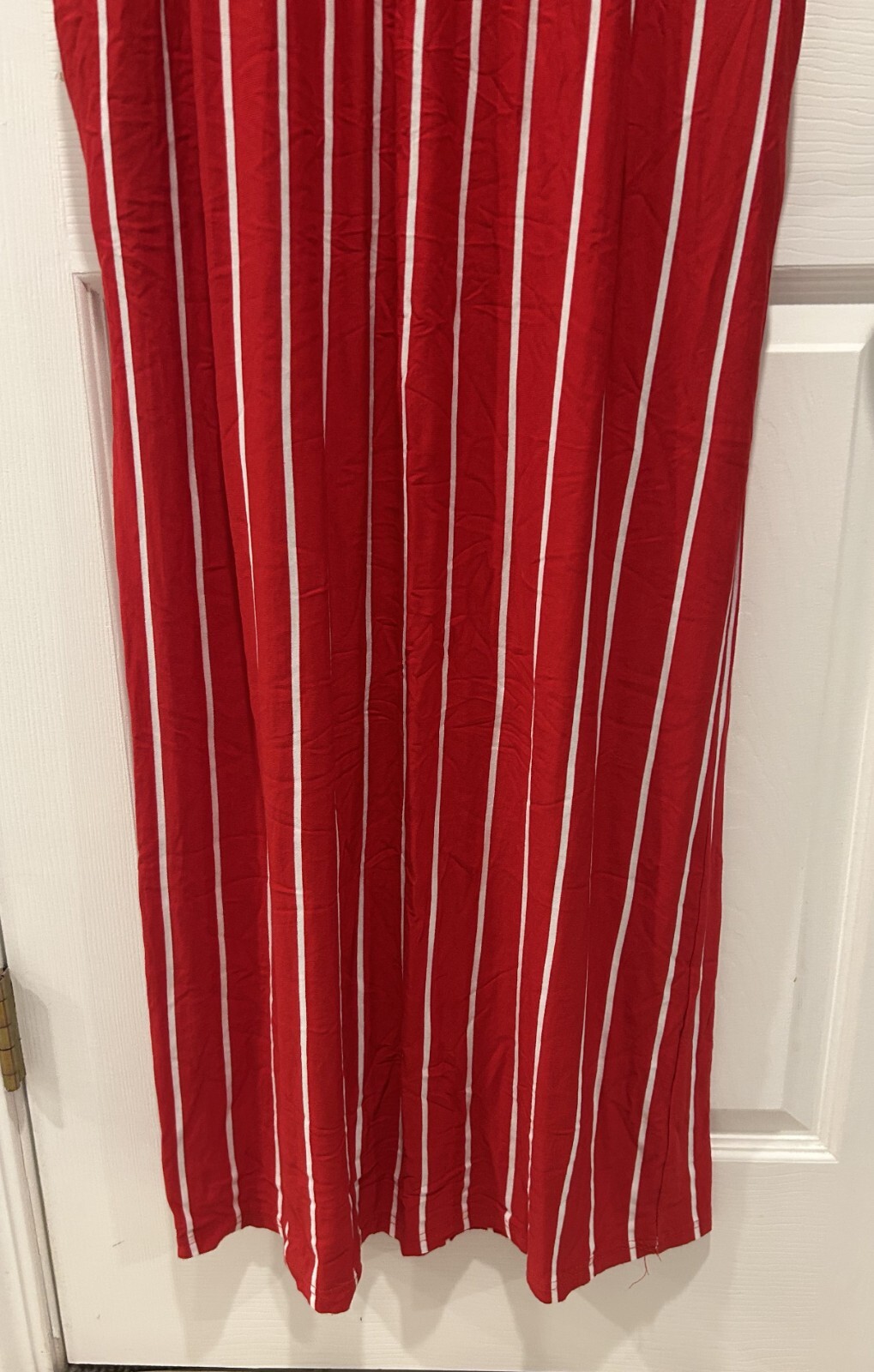 HOUNT Size L Pullover Sleeveless Long Maxi Dress Red/White Stripes w/ pockets