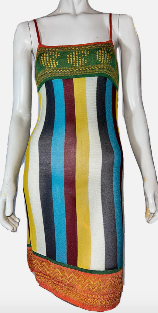 Vintage 1990’s JEAN PAUL GAULTIER Maille Ethnic Knit Dress Elements Indian Sari
