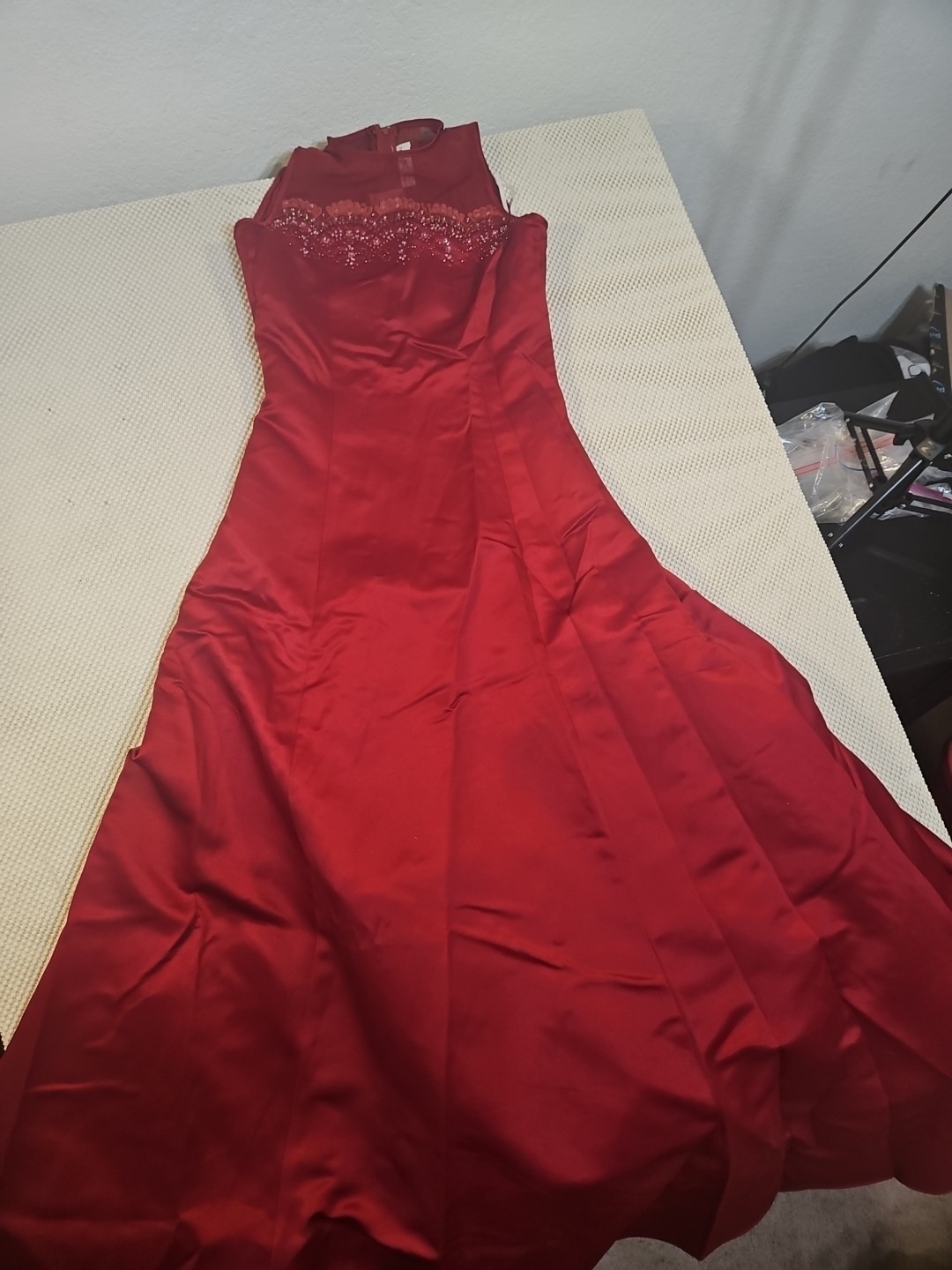 Cherish Apparel womens red satin formal dress size 16 Polyester