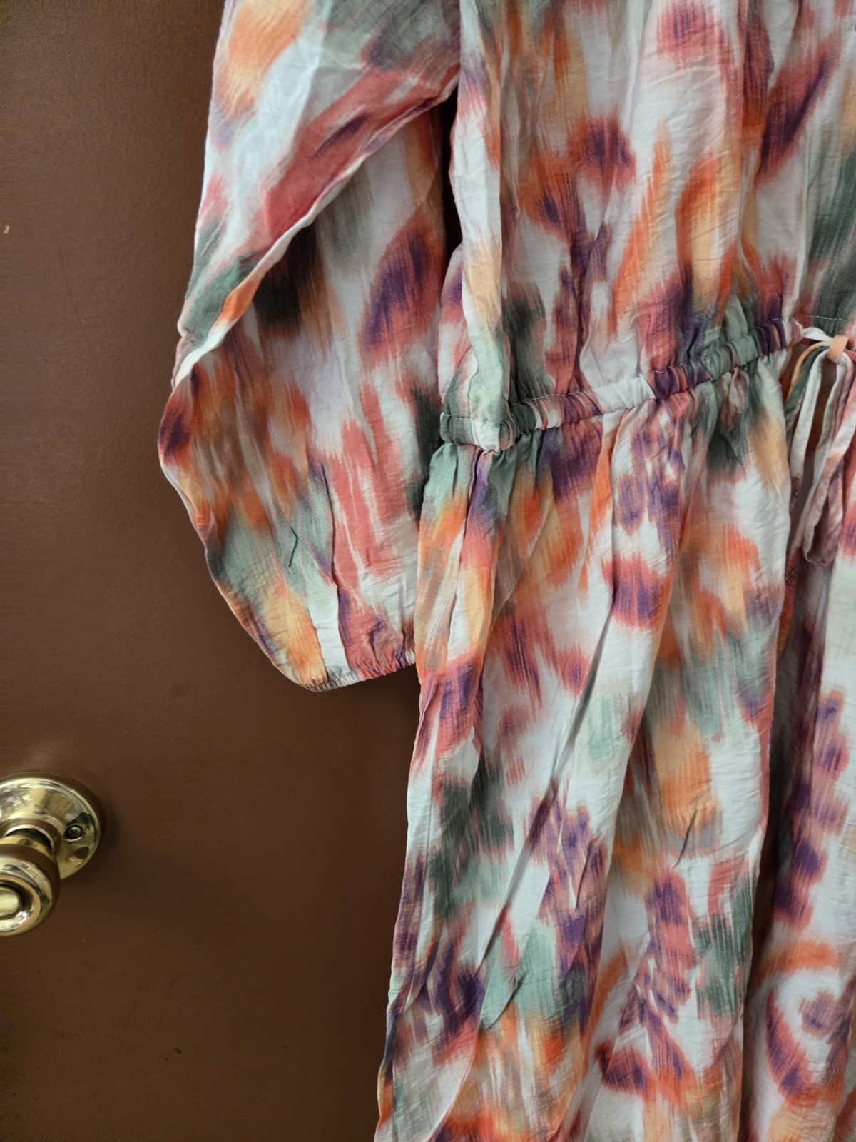 Time and Tru Women’s XL (16-18) Multicolor Abstract A-Line V-Neck Dress