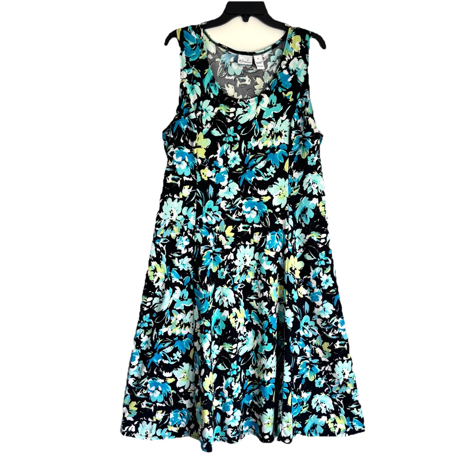 Kim Rogers Sz XL Floral Sleeveless Stretch Fit & Flare Dress Midi
