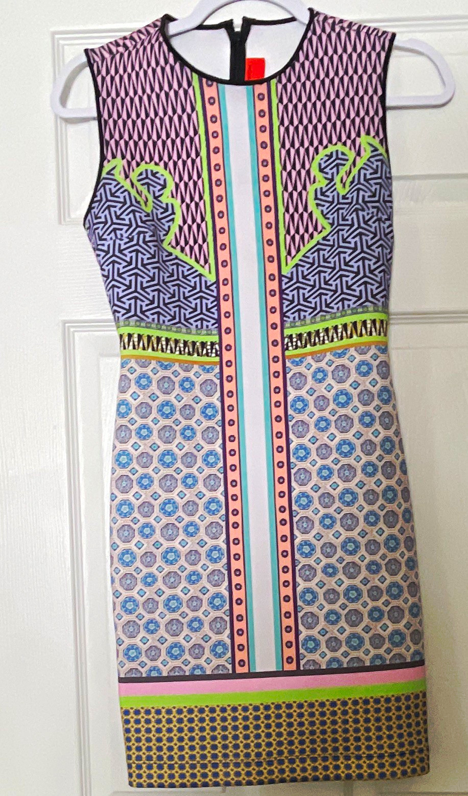 Clover Canyon Geometric Multicolor Sheath Dress Sleeveless Round Neck S