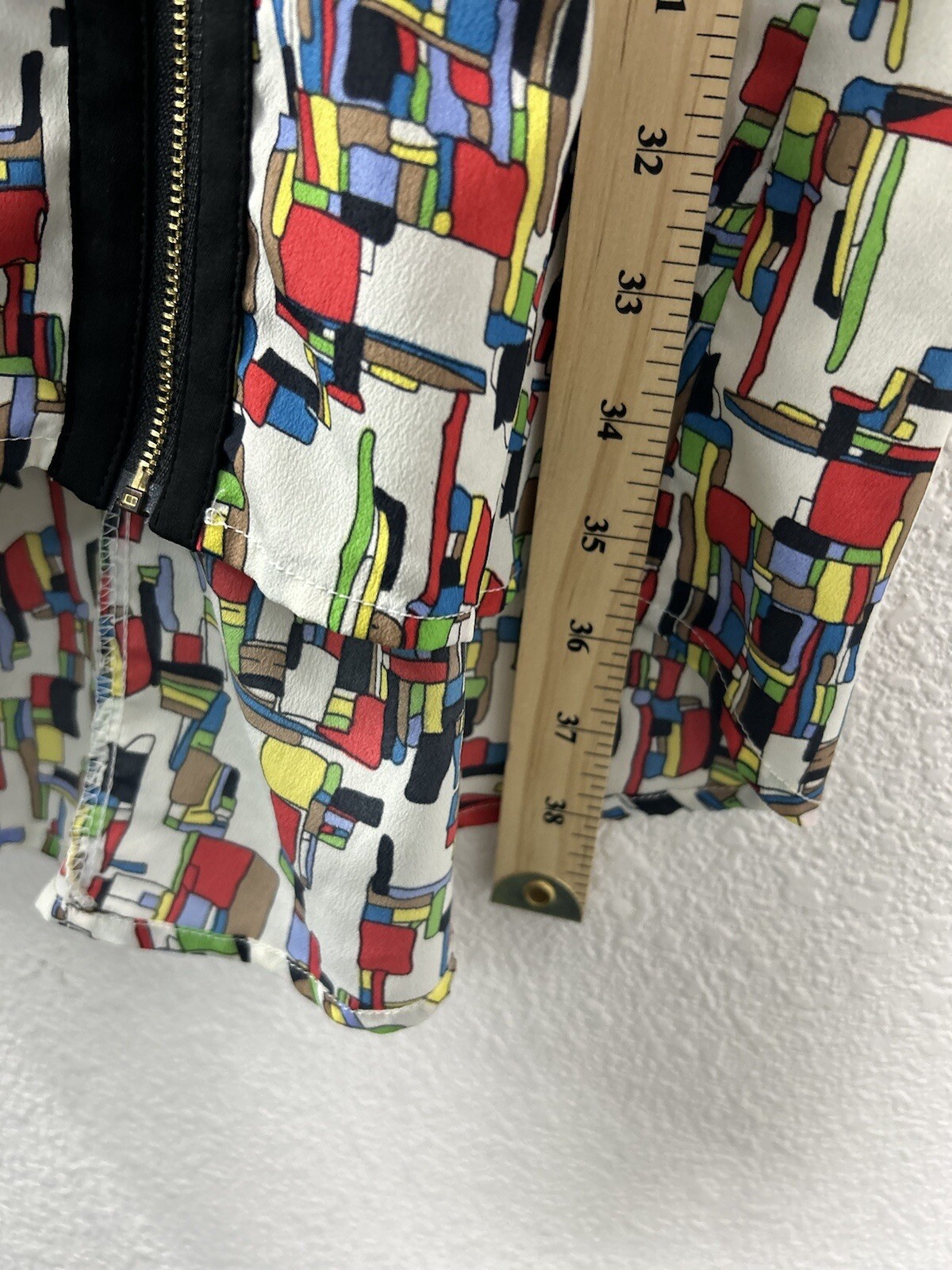 I. Madeline Womens Geometric Casual Full Zip Sleeveless Dress Sz M V-neck Hi Low