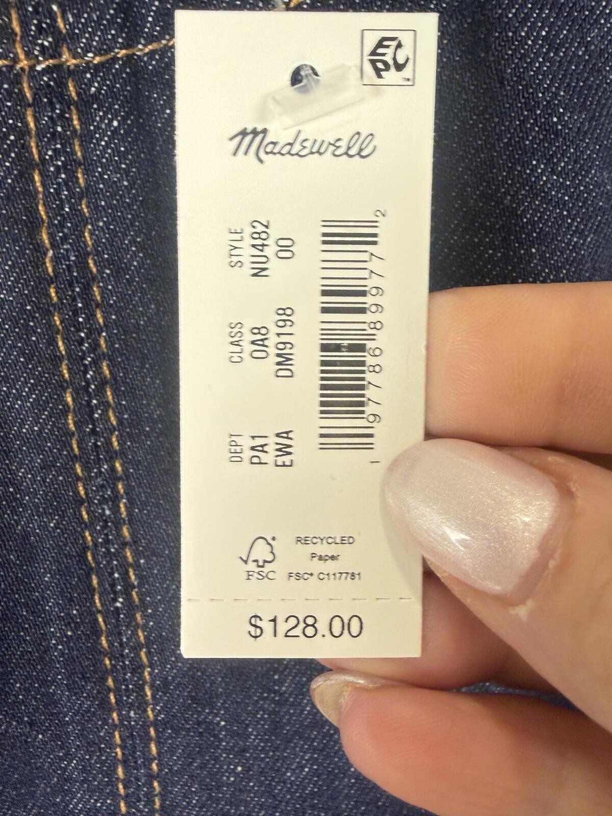 Madewell Boxy Sleeveless Denim Shift Dress Essex Wash Dark Indigo Mini Size 00