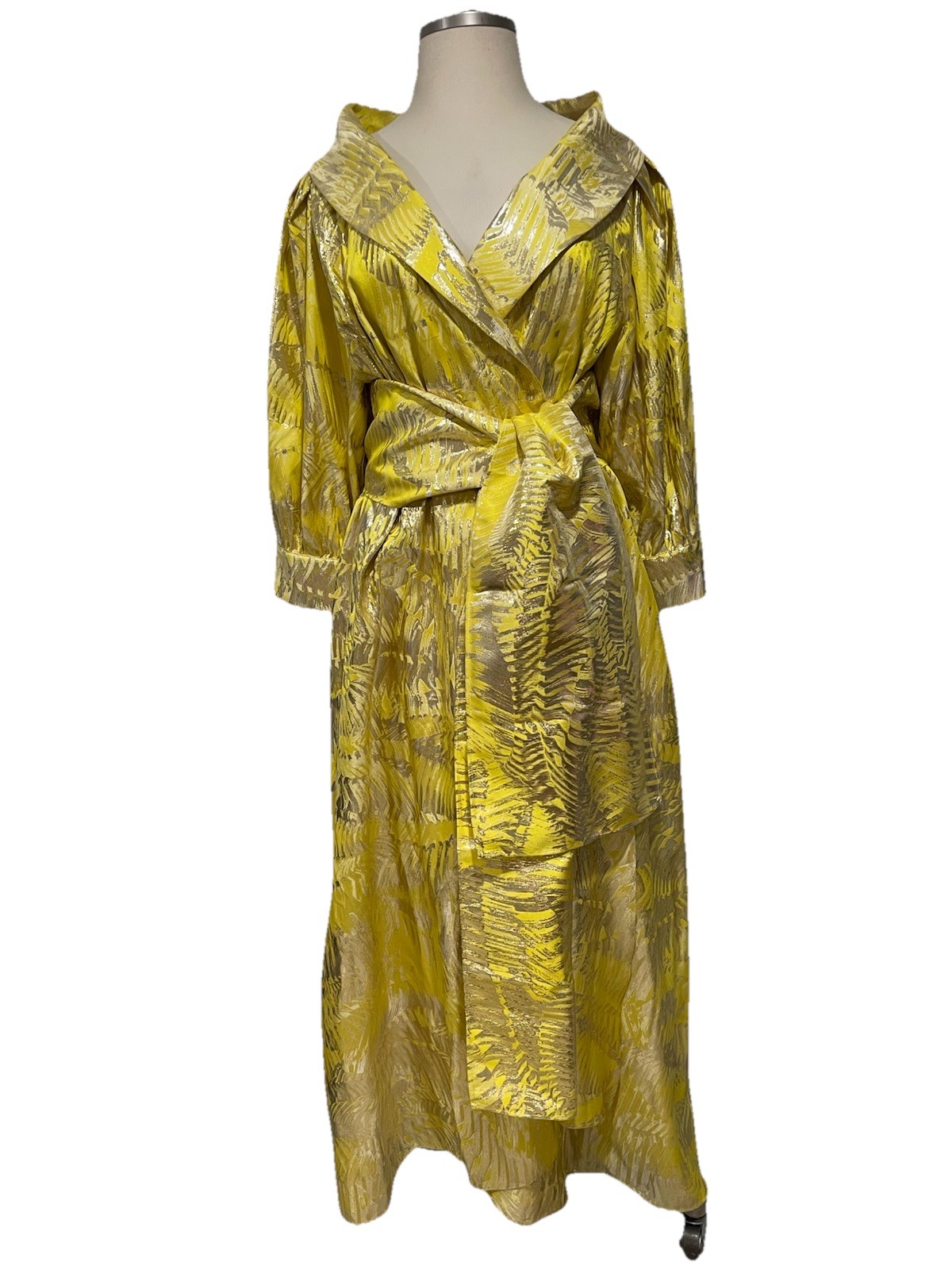 MARINA RINALDI FORMAL EVENING YELLOW/GOLD GOWN BROCADE DRESS US-20 NWT $2,800