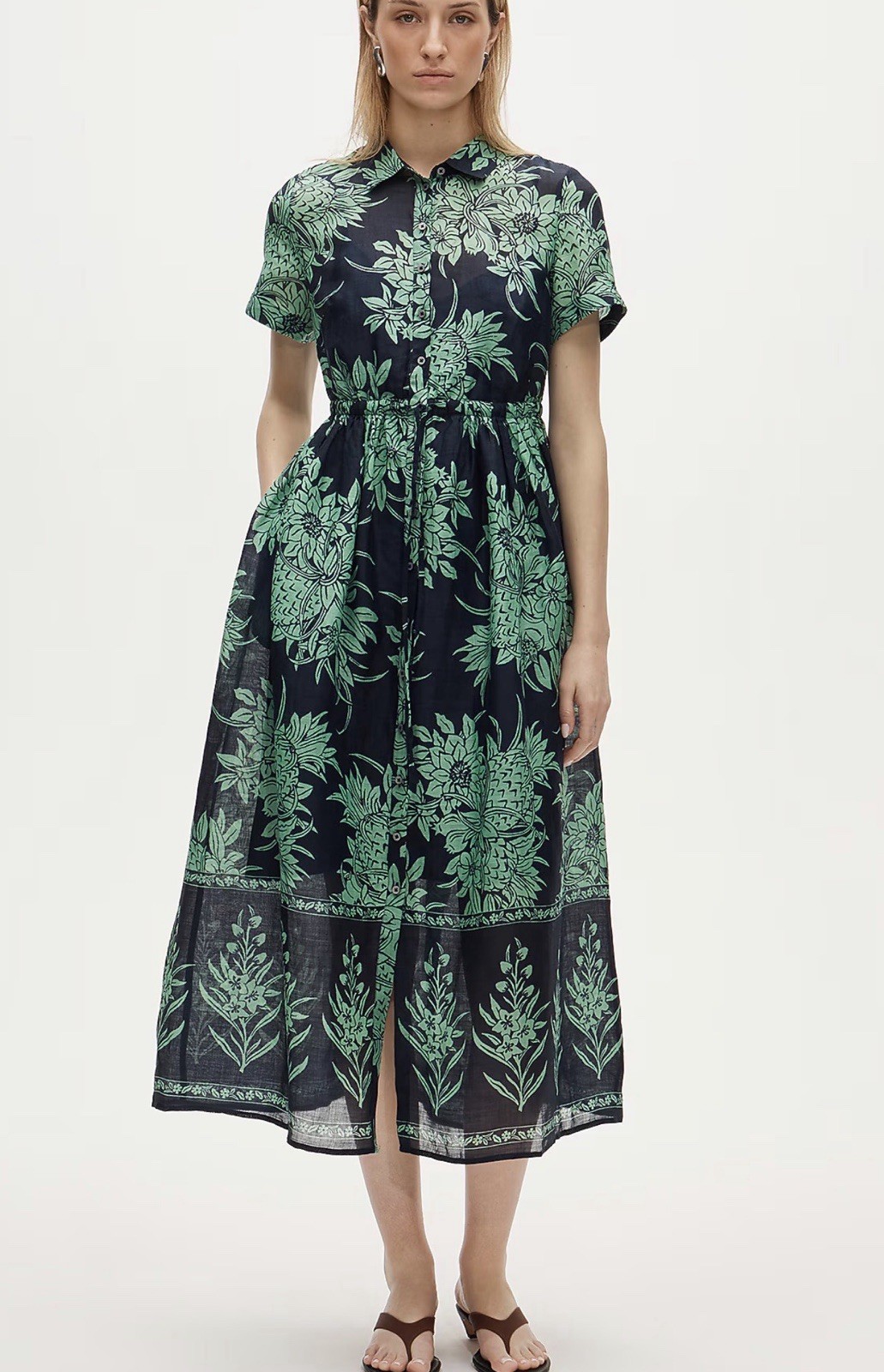 J CREW Size 22 Cerise shirt-dress in pineapple garden-print ramie $228 CY698
