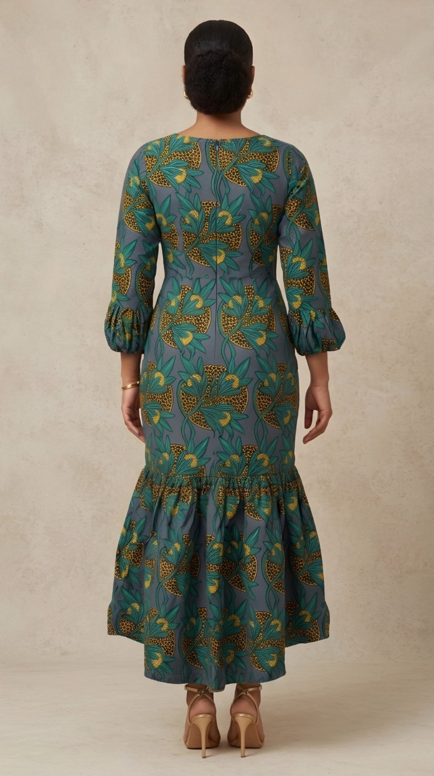 Rare Find African Mermaid Dress Medium Multicolor Midi Length Elegant Pre-Loved