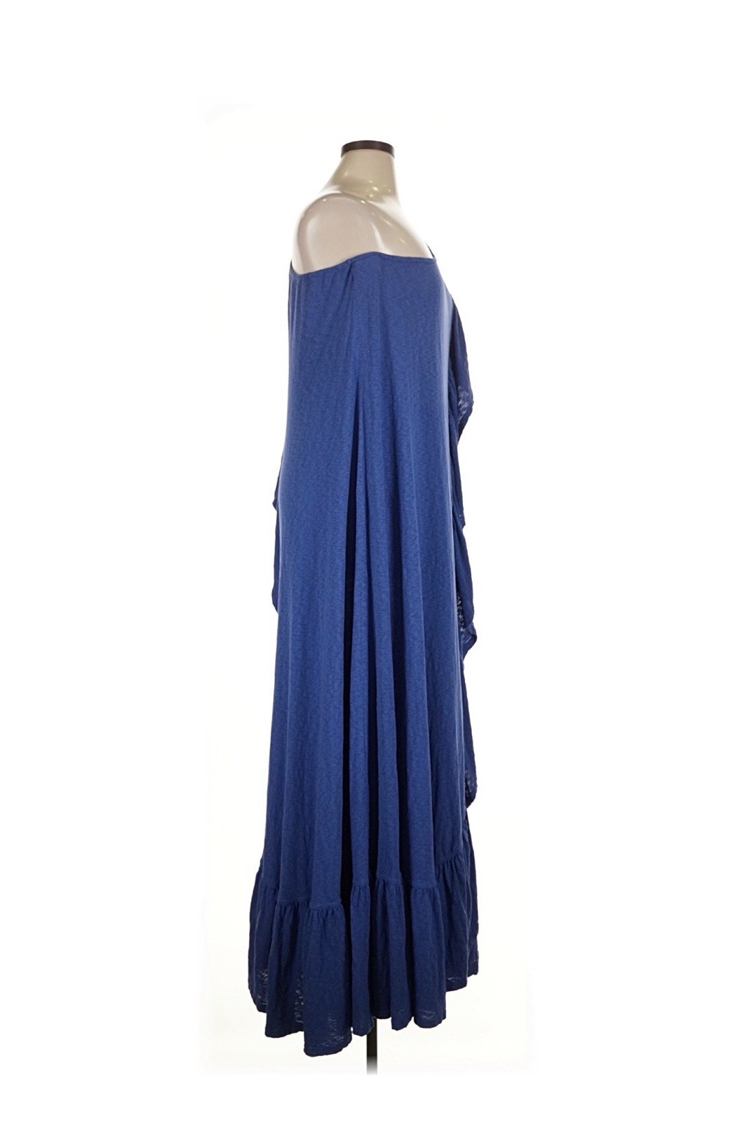 FP Beach Cotton Blue One-Shoulder Ruffle Knit Maxi Dress Long Sleeveless XL