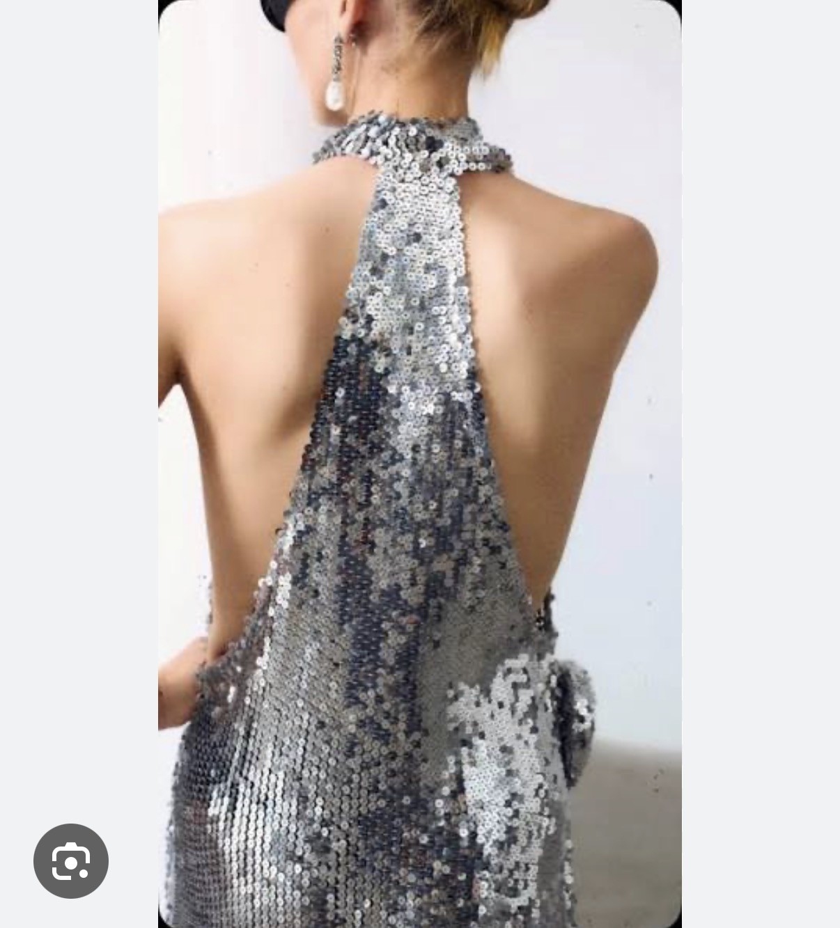 Magda Butrym X H&M – SILVER SEQUIN ROSE APPLIQUE MAXI DRESS – size Small