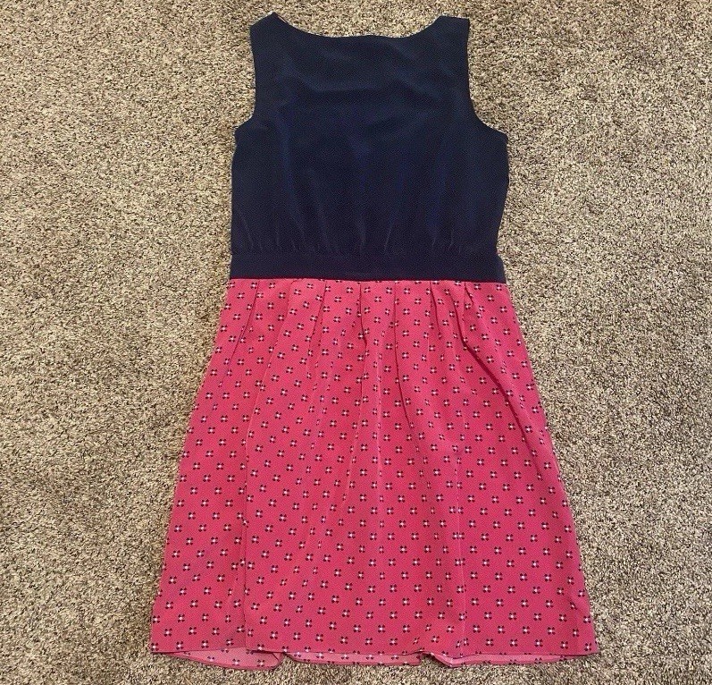 Tommy Hilfiger Side Zip Lightweight Lined Dress Womens 12 Pink Blue EUC