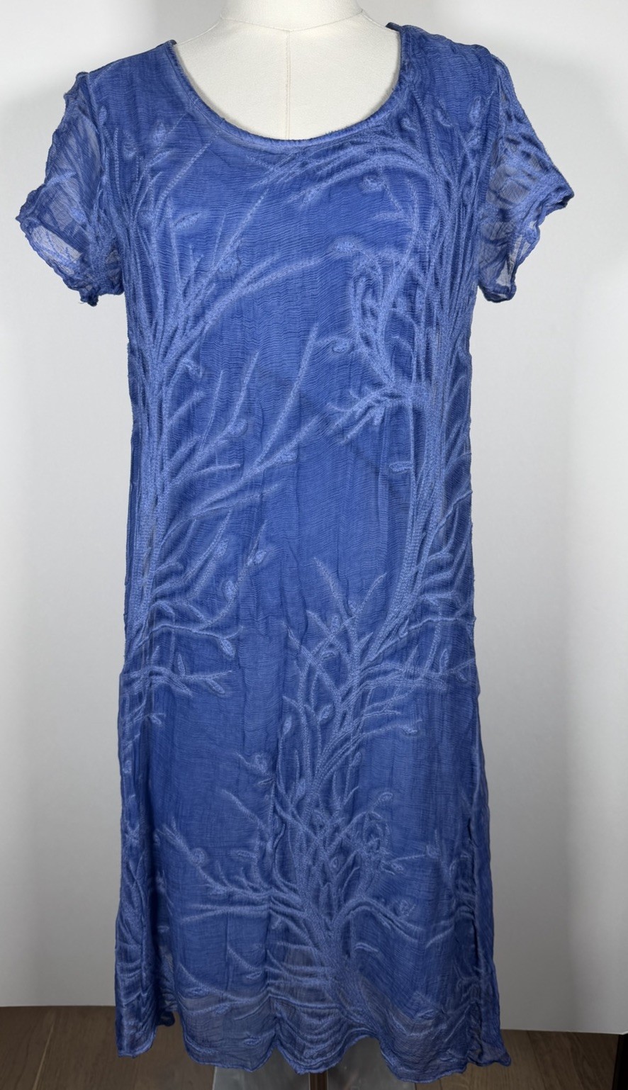 Soft Surroundings blue 100% silk fairy bohemian asymmetrical hem sheer dress XS