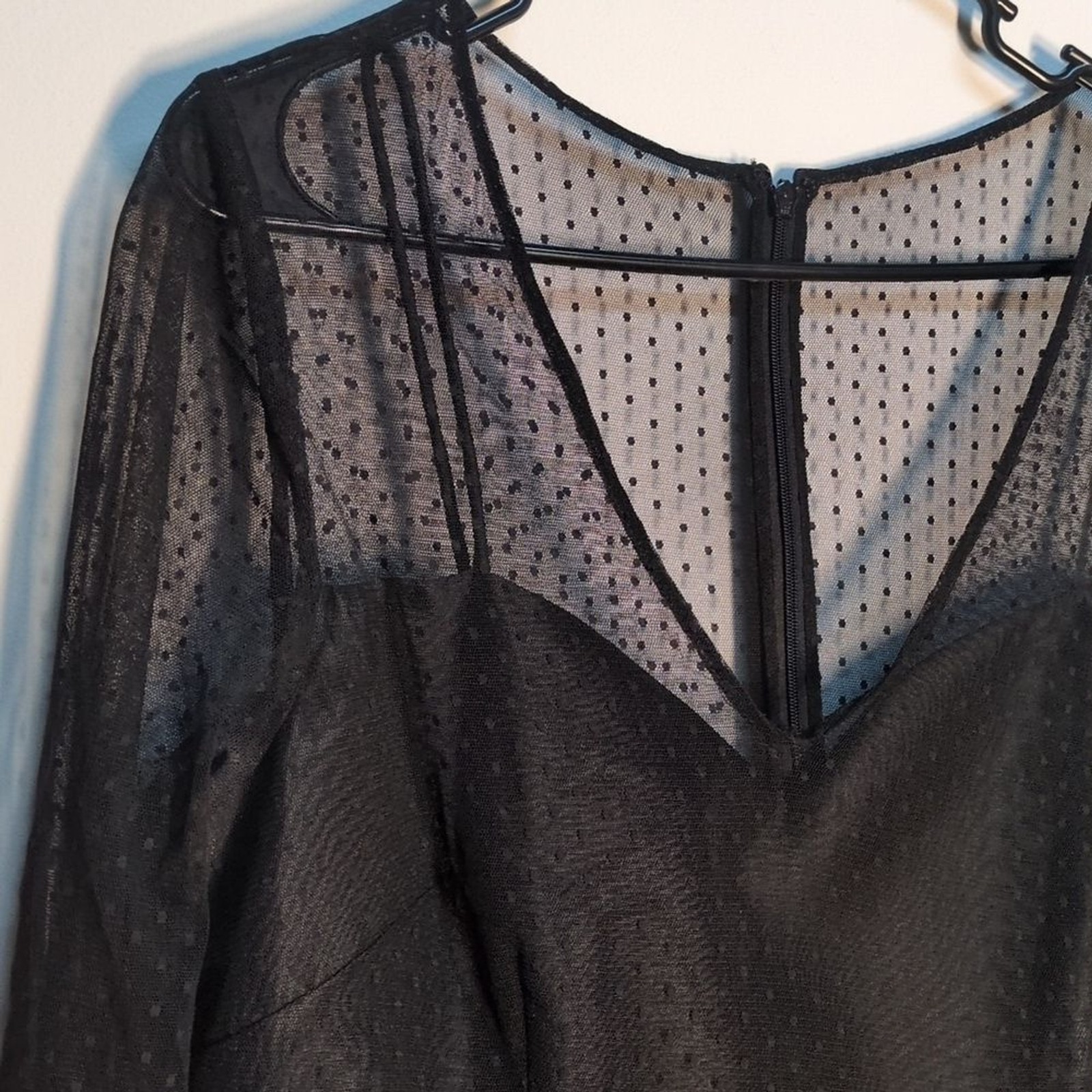 Adrianna Papell Black Textured Swiss Dot Tafetta Midi Dress, Size 14 UNDERSIZED