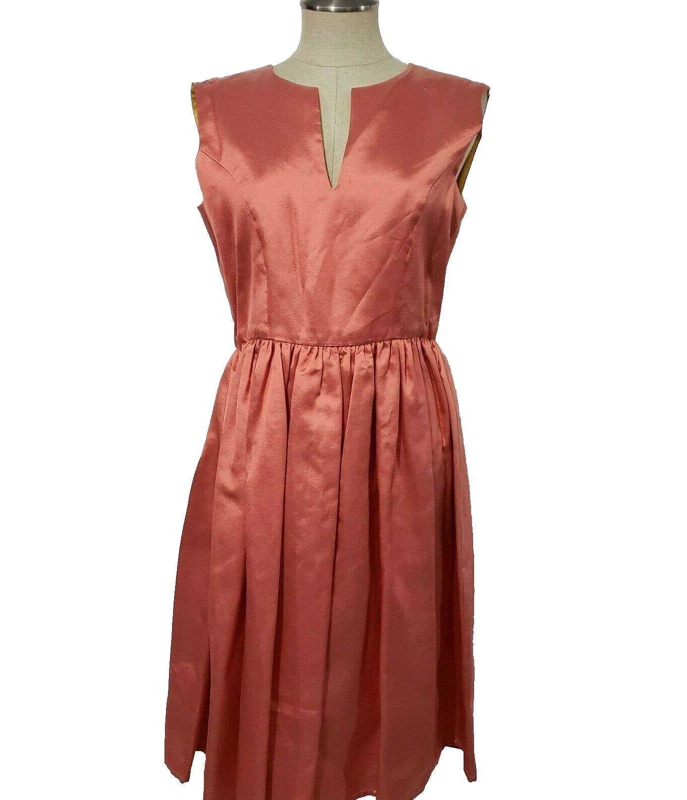 Lauren Gabrielson Fashion Designs 100% Silk Sleeveless Waist Folds Dress USA 10