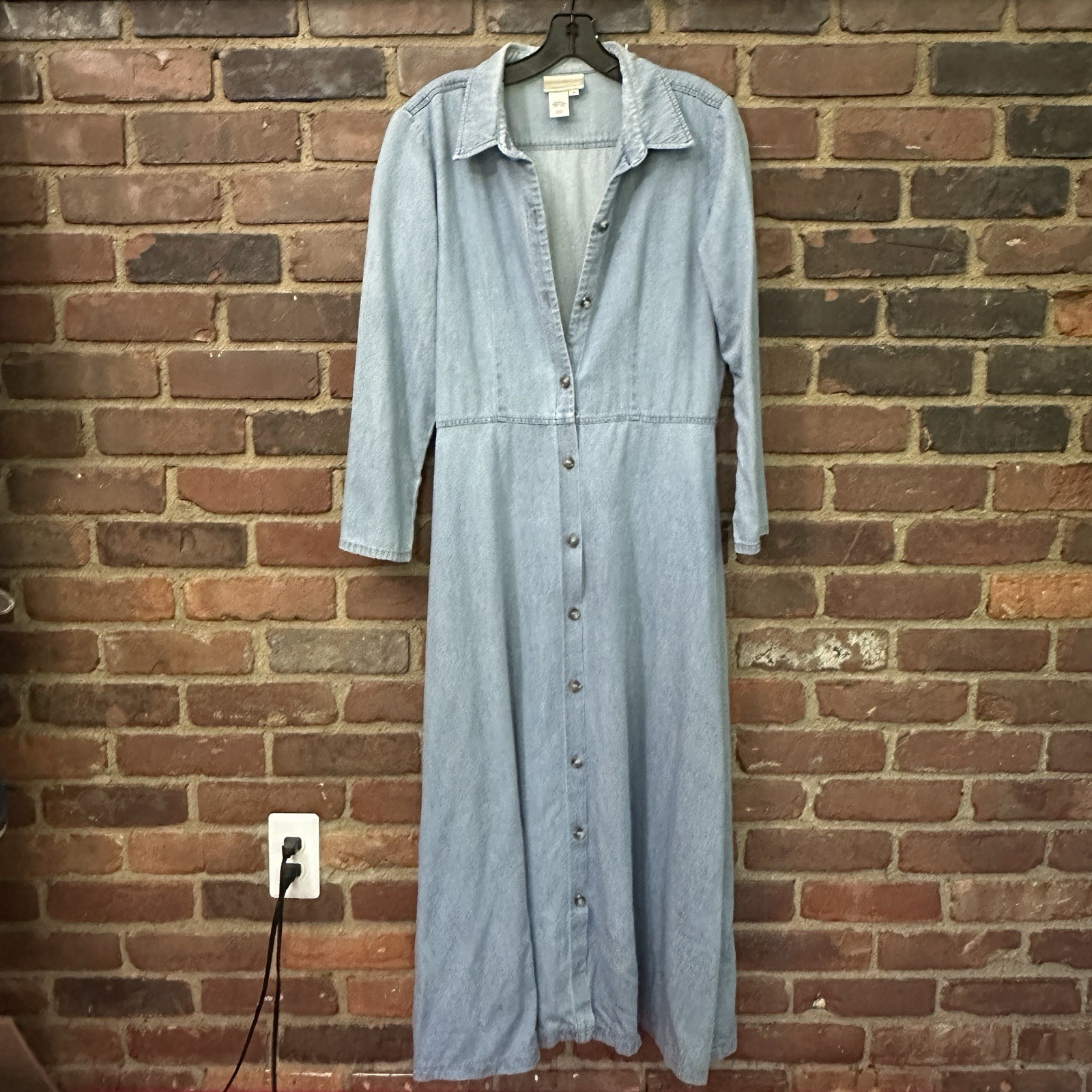Vtg COLDWATER CREEK Midi Dress Light Wash Button Front Sz 8 -Cheapchicplus