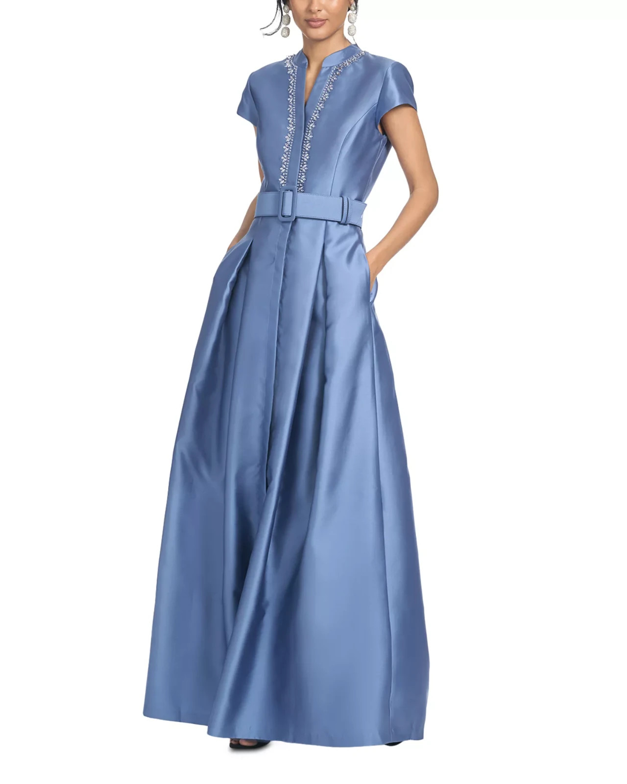 Sachin & Babi Twilight Blue Embellished Marta Gown Size 20W $995 Less Belt