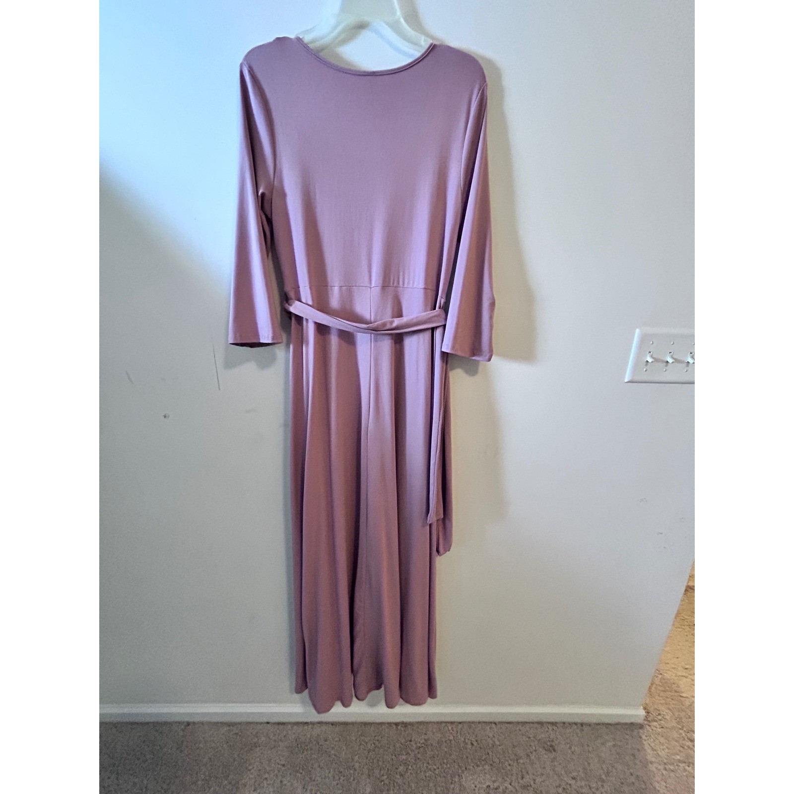 Mother Bee Maternity Mauve Pink Wrap Maxi Dress 3/4 Sleeve XL Baby Shower Photo