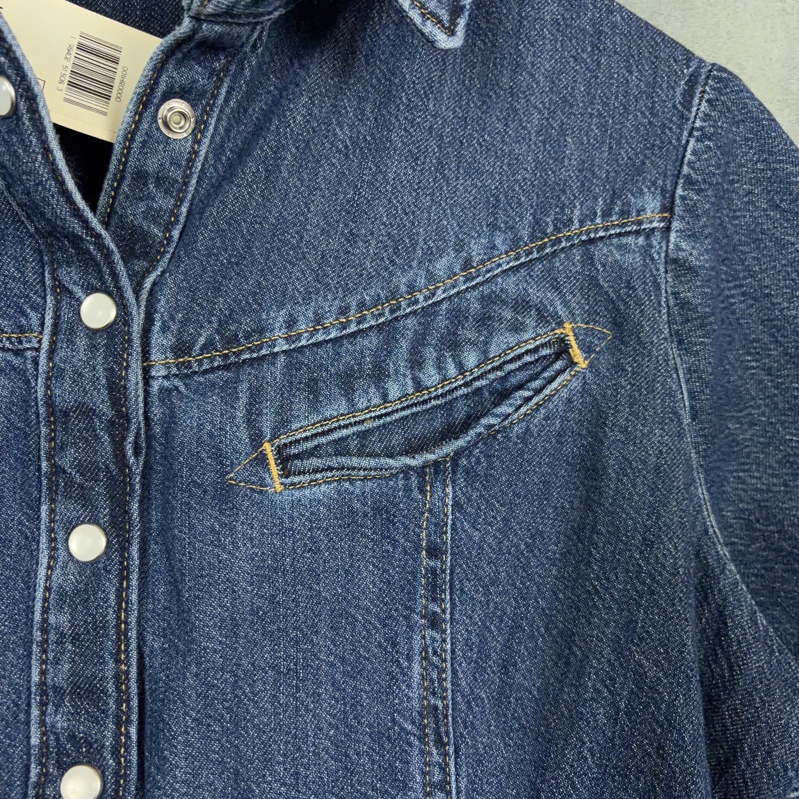 Levis Western Denim Pearl Snap Mini Dress Womens Size Medium Cowgirl Americana