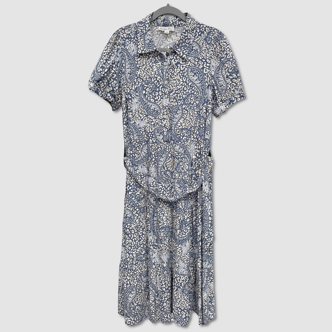 Womens Indigo Rose Dress – Size Large Blue / Tan / White – #47692-J10