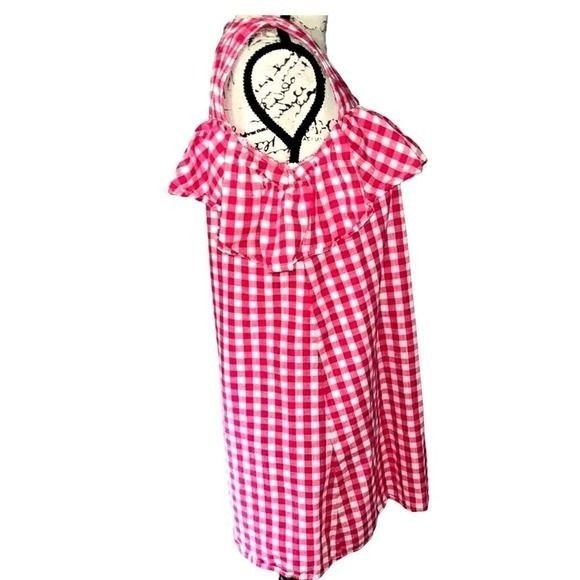 Peach Love California Pink Gingham Ruffle Cold Shoulder Mini Dress Small