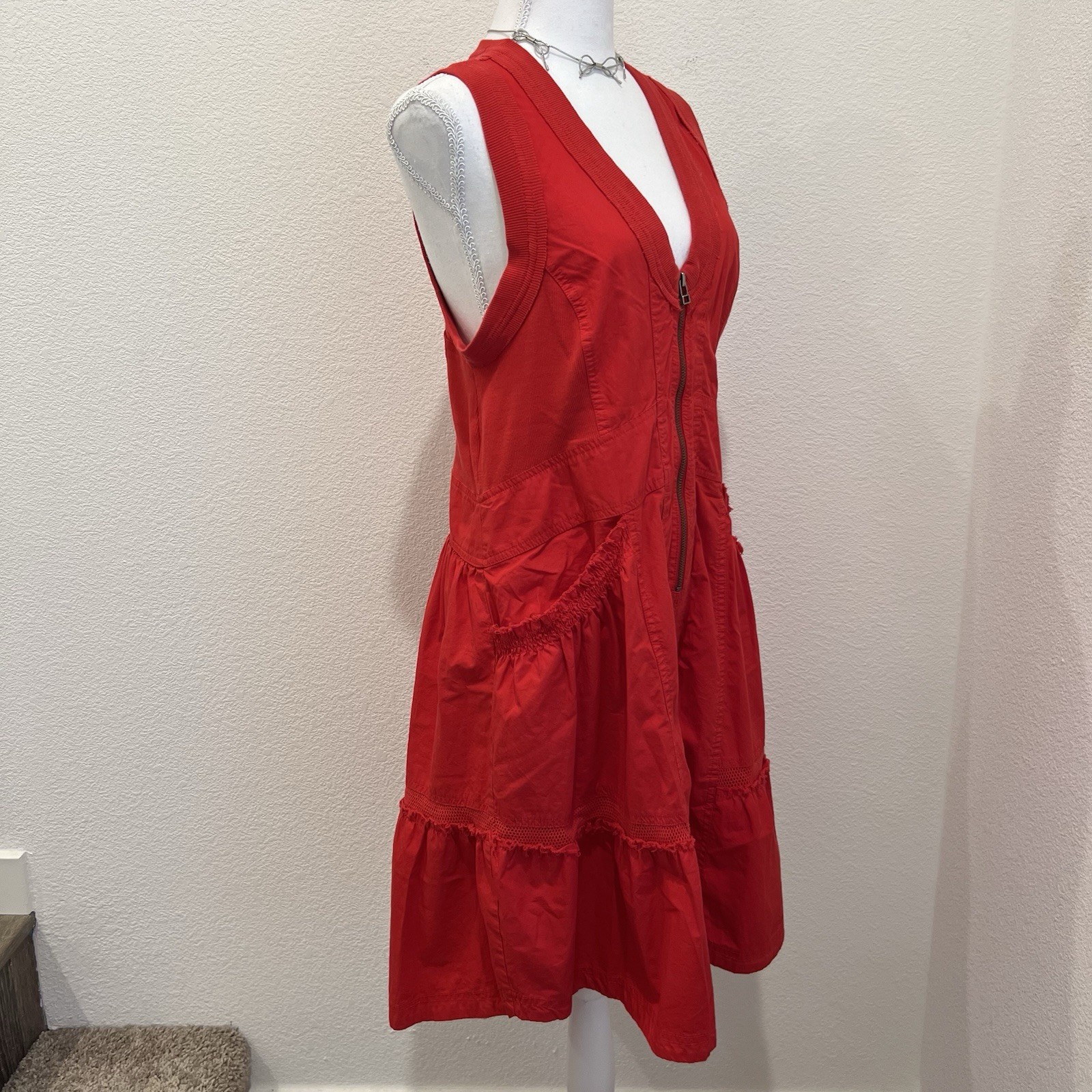 Daily Practice Anthropologie Trek Utility Mini Dress Red Size S