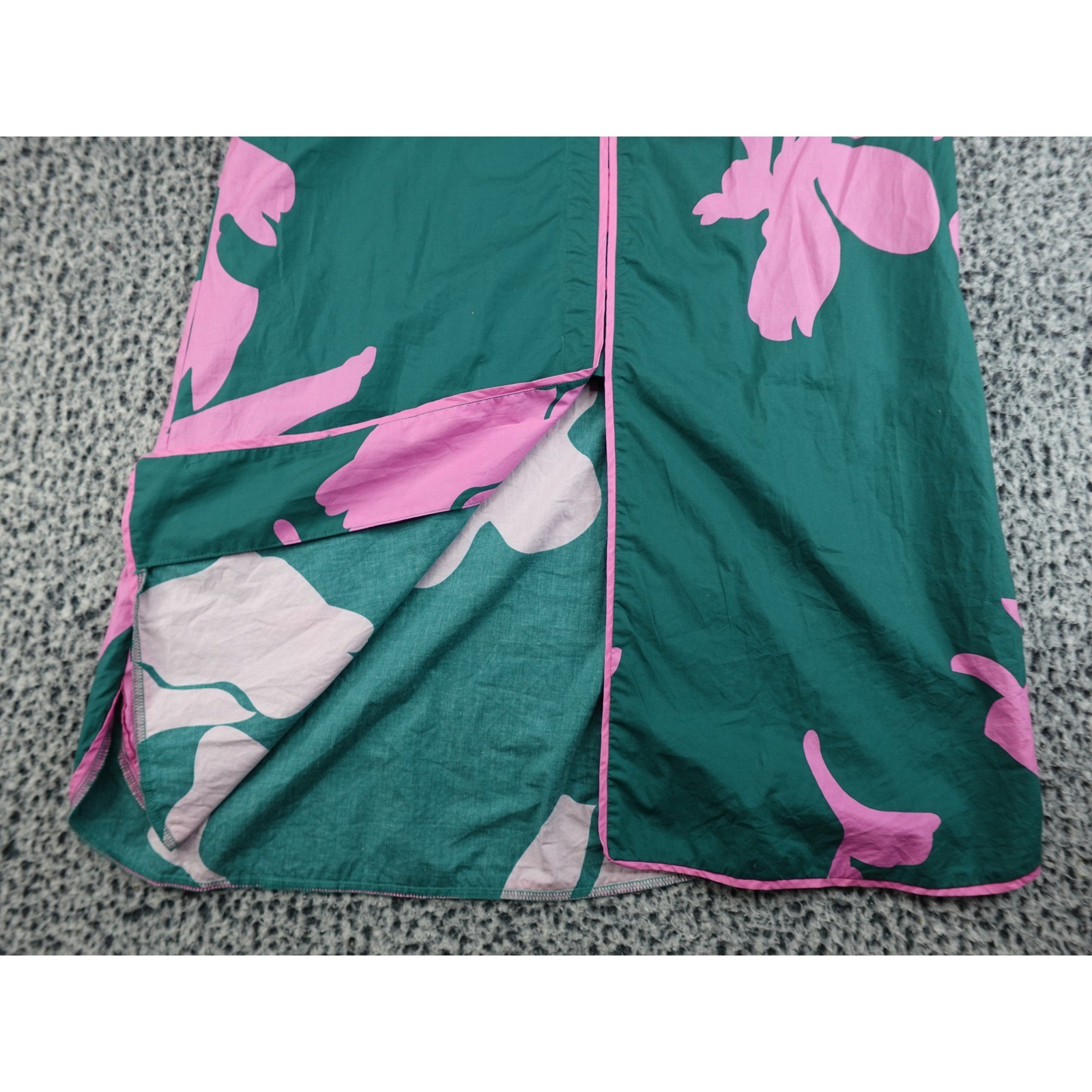 Hyacinth House Midi Dress Womens Medium Green Pink Excellent Floral Puff Sleeve