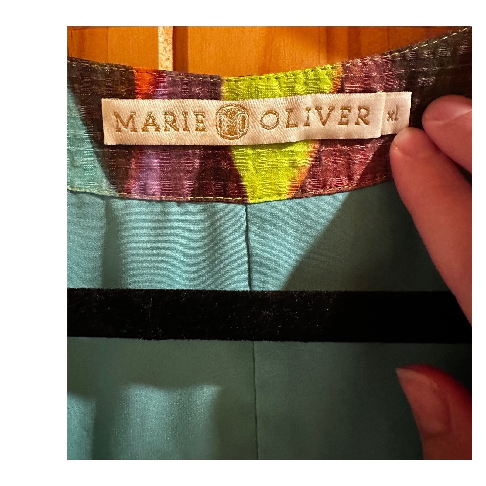 Marie Oliver Marlee Caftan Multi Abstract Leaf Maxi Dress V-Neck XL