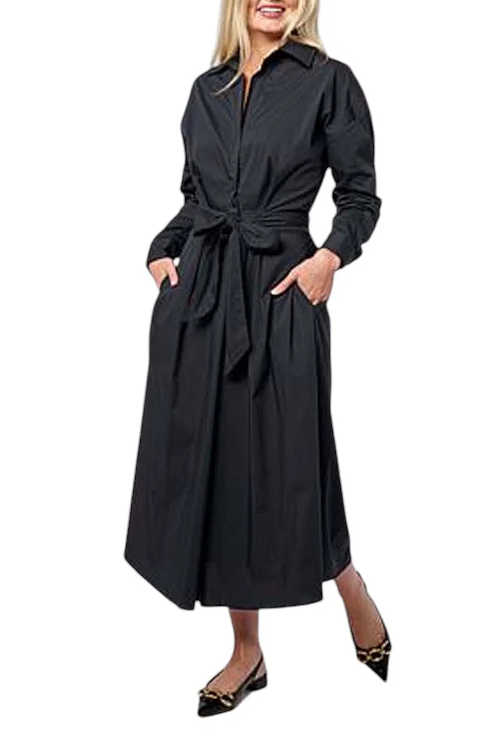 Mark & James Women’s Laura Poplin Faux Wrap Shirtdress Navy