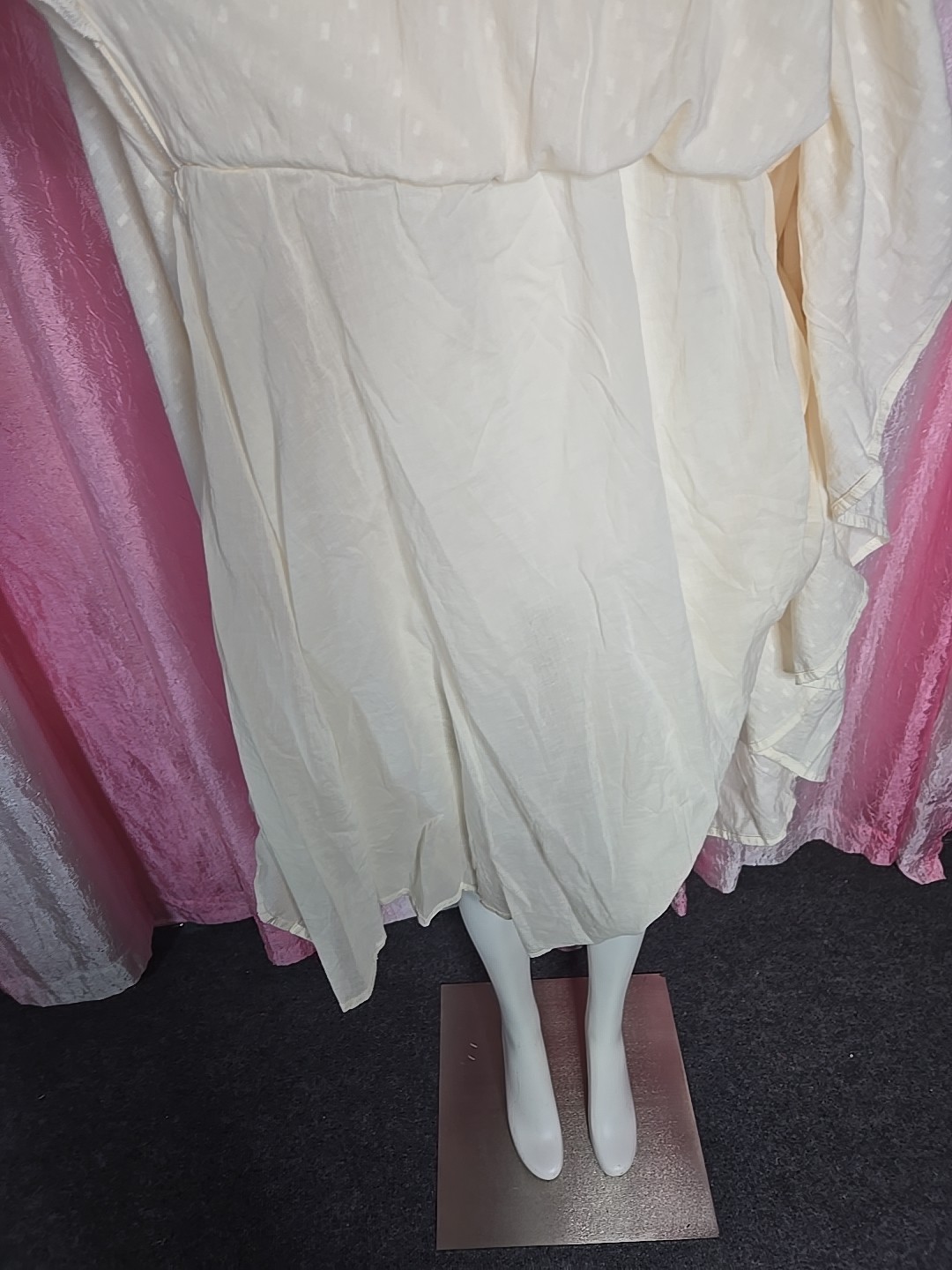 Old Navy Cream Cottagecore Clip Dot Layered Lined Prairie Dress Size Large