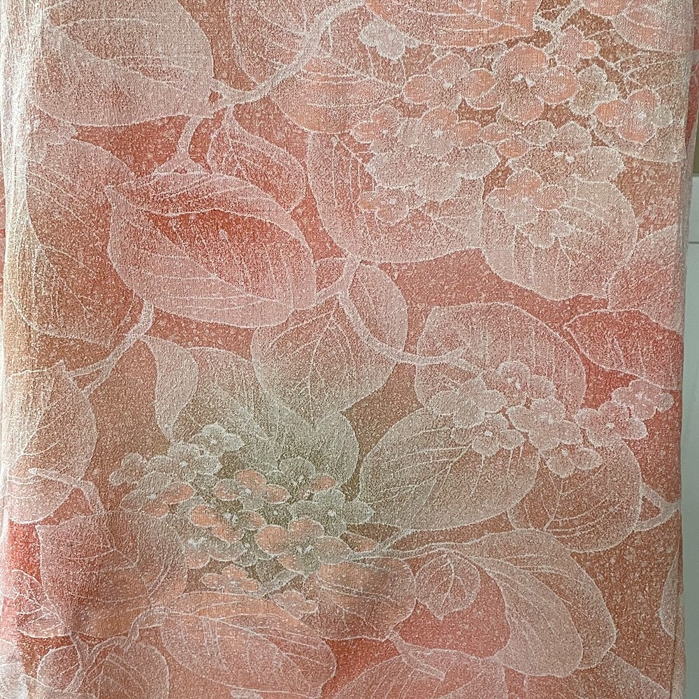 Peach Color Silk Kimono Remake Sleeveless Dress Round Neck A-line Dress