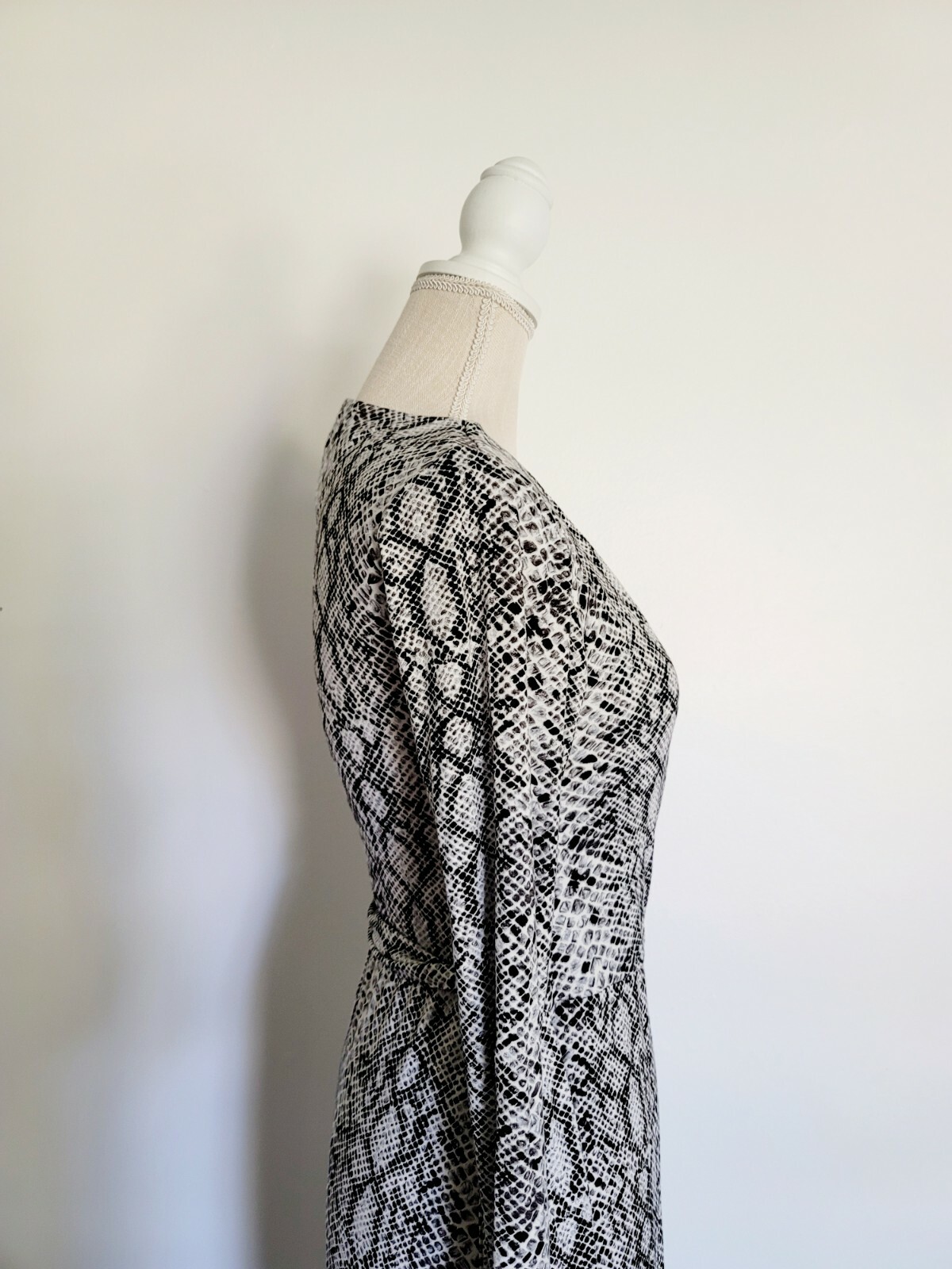 Good American Black White Python Runaround Midi Maxi Wrap Snakeskin Dress Small