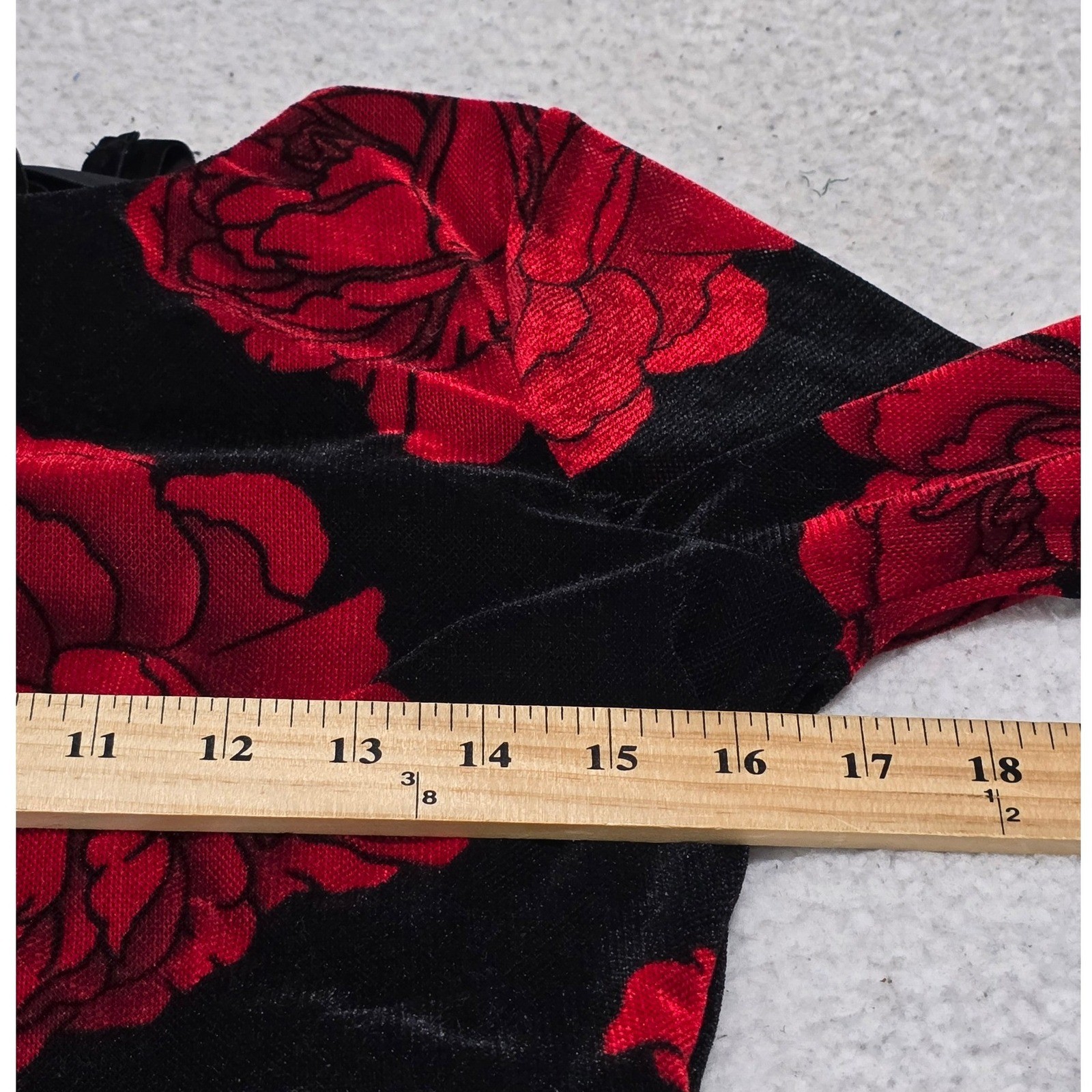 Thirty Thirty LA Red Rose Velvet Mesh Bell Sleeve Mini Dress Black M 7DDED260