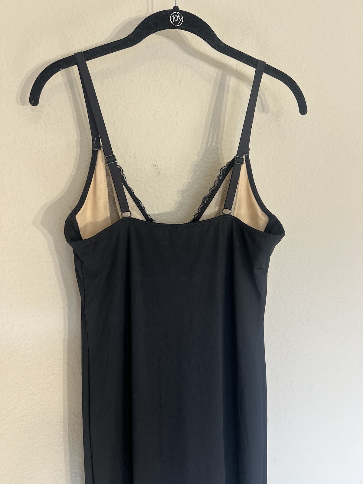 NWT Popilush Shapewear Lace V Neck Side Slit Slimming Maxi Slip Dress black L