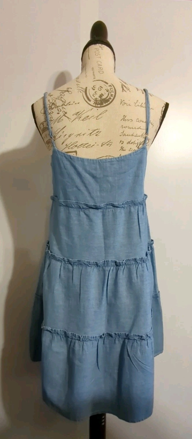 J for Justify Size Small Chambray Adjustable Strap Tiered Sundress EUC