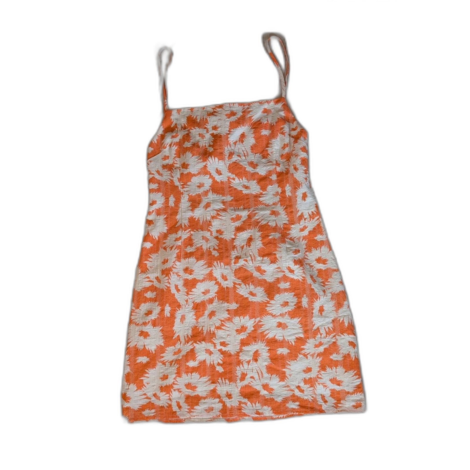 Olivaceous Orange Floral Open Back Tie Mini Dress Size Large Summer Vacation