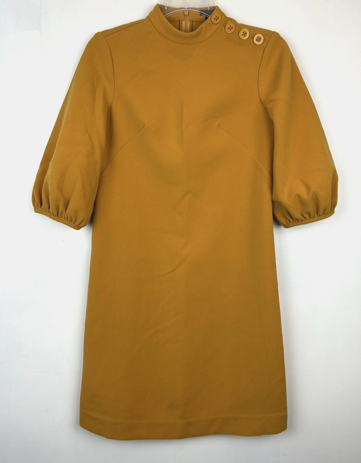 Ann Taylor Shift Dress Womens 00 Petite Yellow 3/4 Sleeve Career Business Office