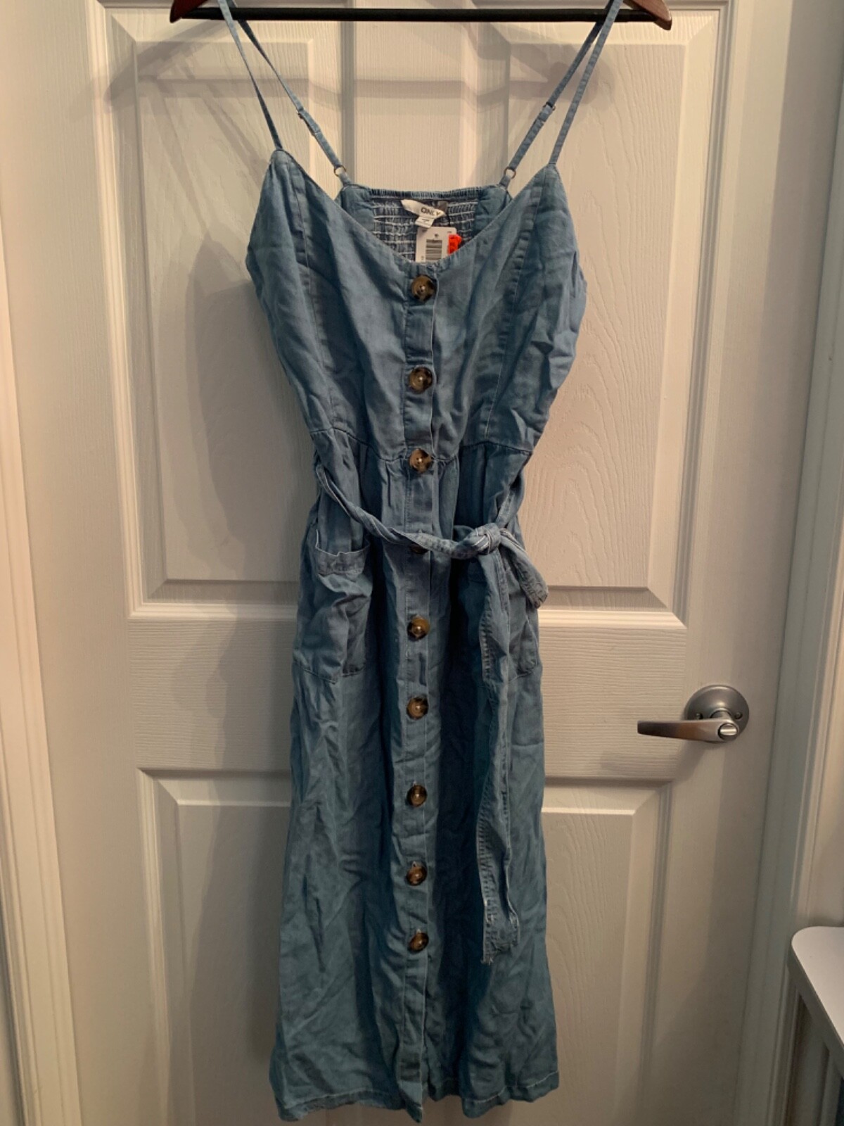 Only Wanda Strap Midi Dress WVN Light Blue Denim In EU 38 NWT