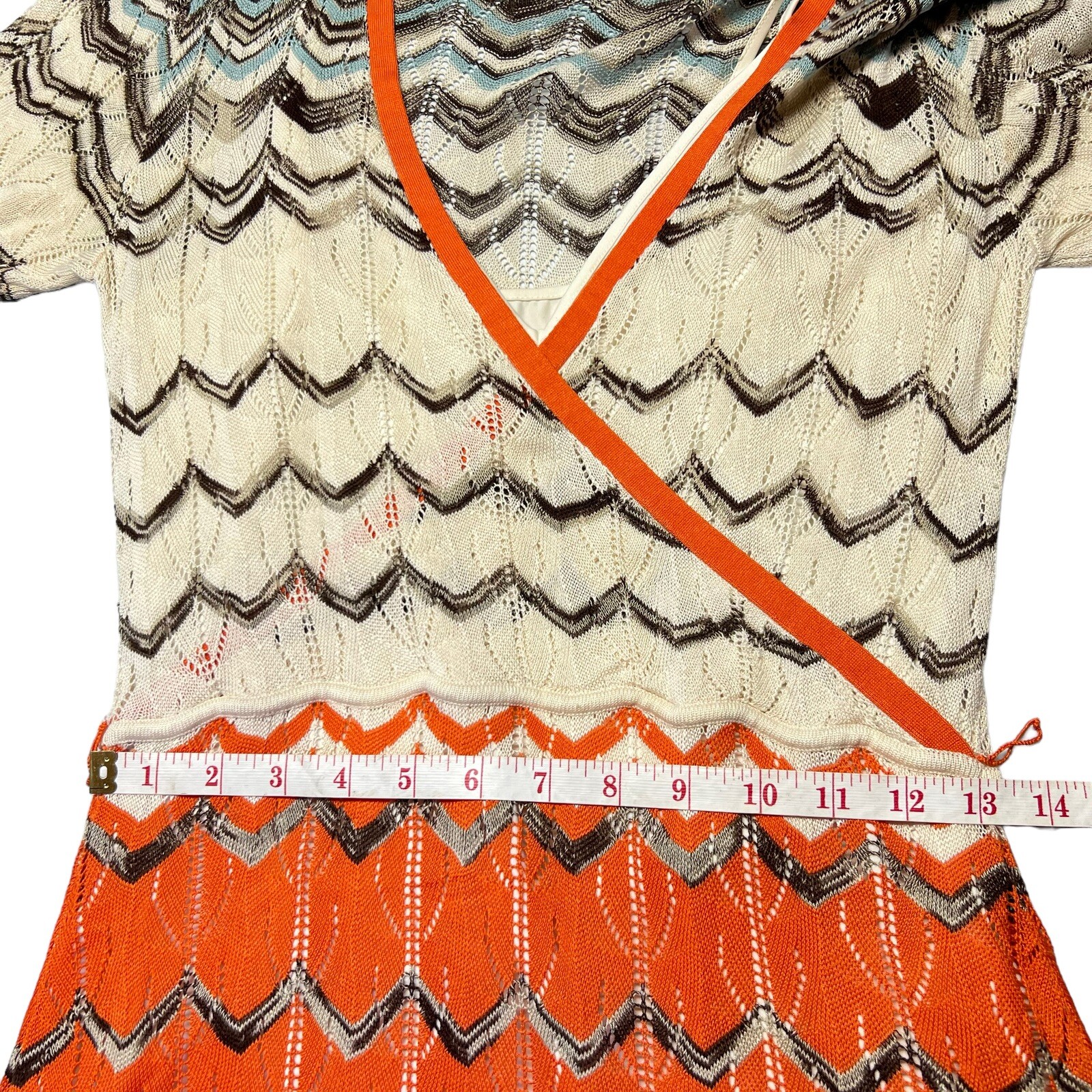 BCBGMaxAzria Chevron Silk Rayon Blend Knit Dress Size Medium Boho