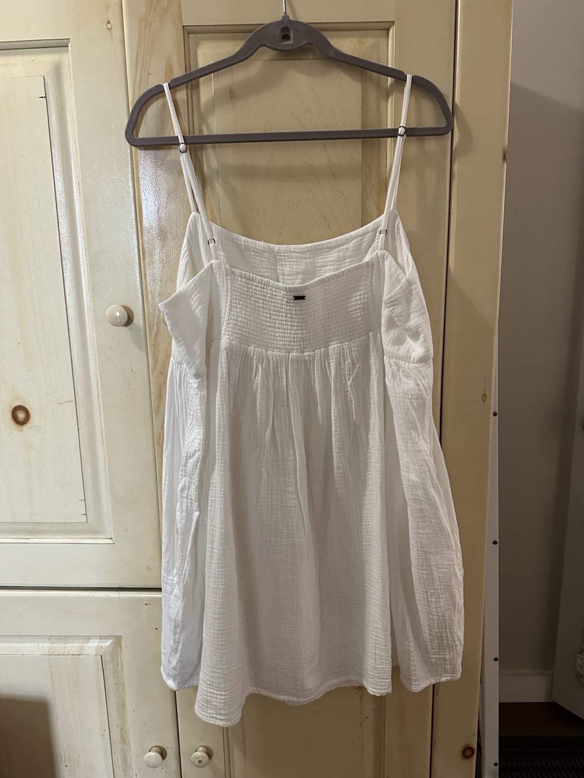 O’Neill White Double Gauze Babydoll Mini Dress Womens XXL Cotton Spaghetti Strap