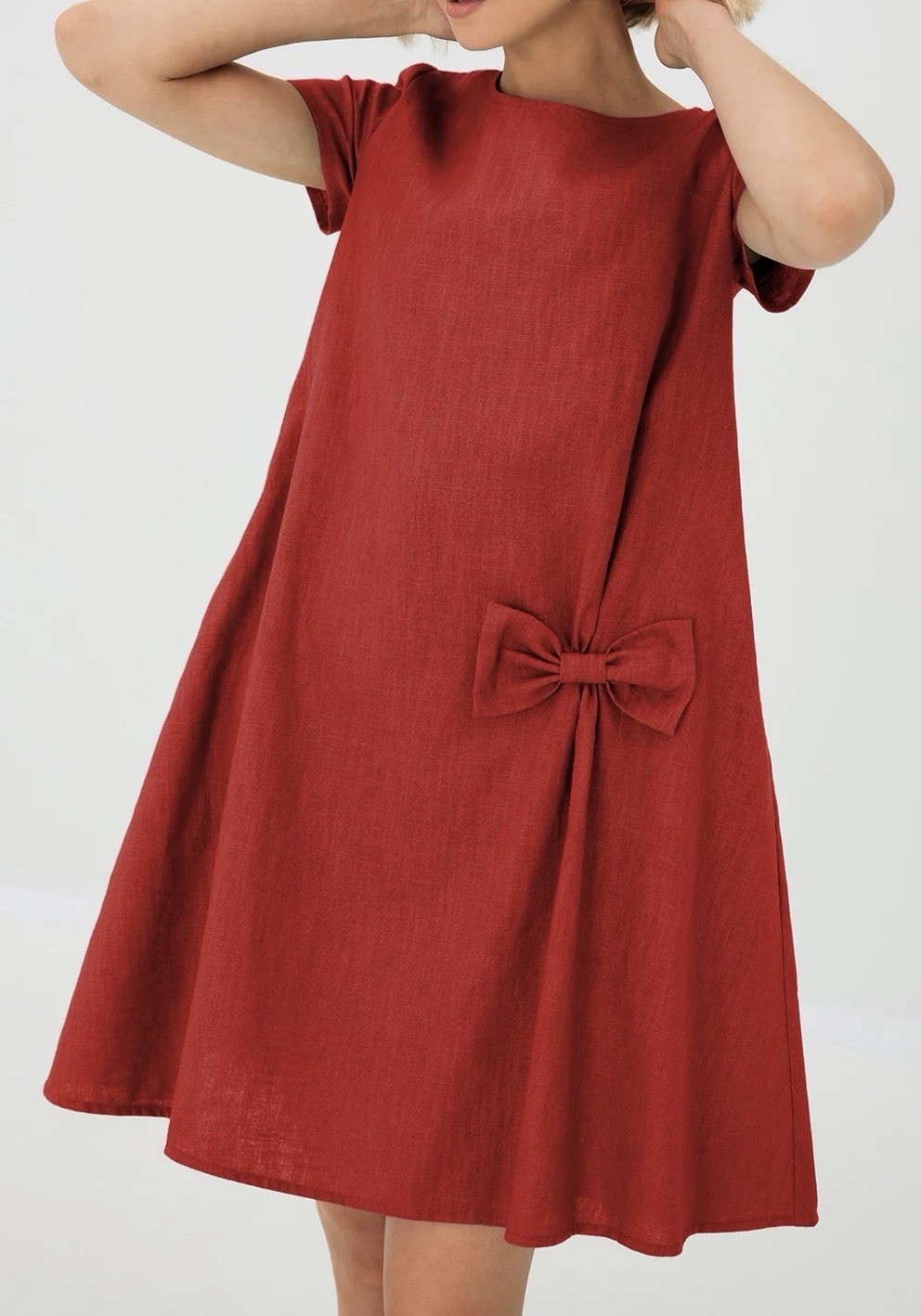 Le Muse Dress SUMMER KISS A-Line Linen Red Womens Size M